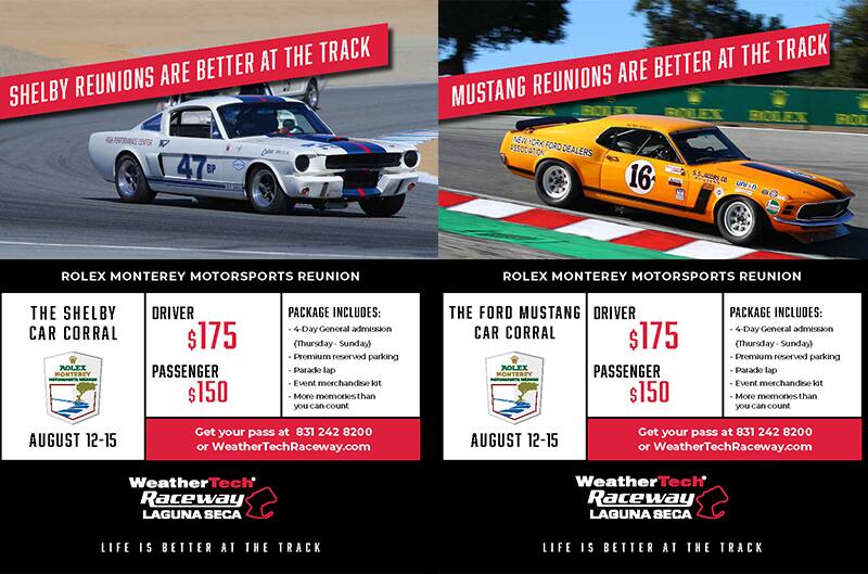 Flyer for ford reunions at Monterey Car week