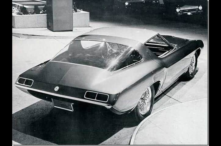 A rear view of the Cougar II Coupe built on a Shelby Cobra chassis