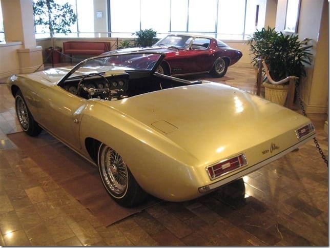 The Bordinat Cobra and Cougar II are pictured on display in the lobby of the Ypsilanti Marriott Eagle Crest hotel for the 29th National Convention of the Shelby American Automobile Club (SAAC)