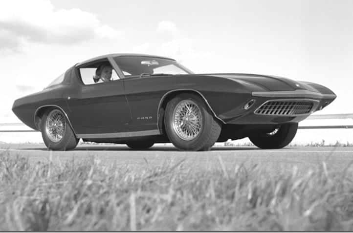 A black-and-white photo of the Cougar II concept vehicle