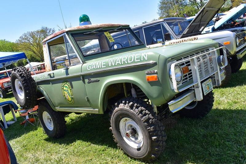 Front profile of green Game Warden Bronco