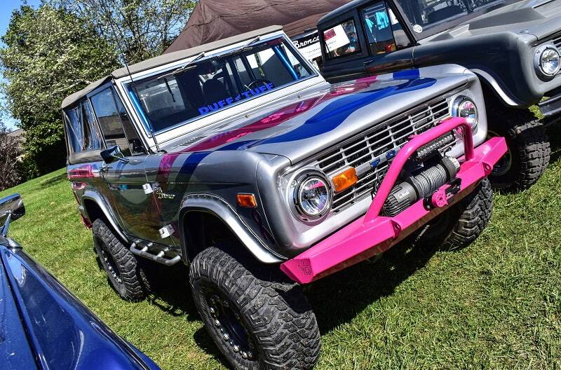 Silver with pink and blue detailed Bronco