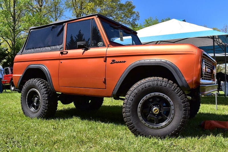 Front profile of orange Bronco