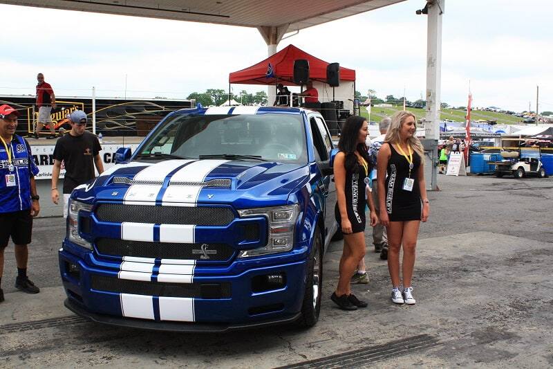 Blue Ford Shelby Cobra truck in the parking lot