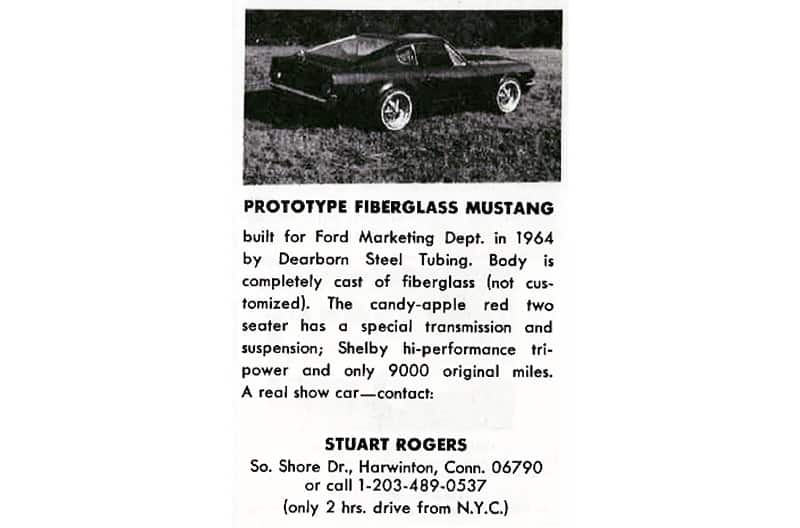 Newspaper clip of prototype Mustang