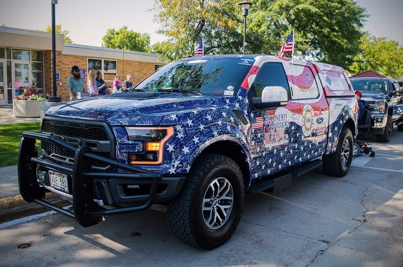 Front profile of an American themed Ford Ranger