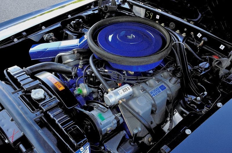 Close up of engine under the hood