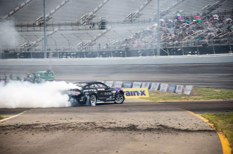 Watch an 1,100-HP Ford Mustang Ride the Wall in Wild Formula Drift Crash