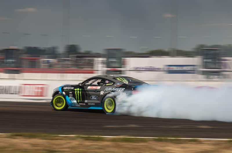 Watch an 1,100-HP Ford Mustang Ride the Wall in Wild Formula Drift Crash