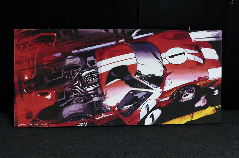 Painting of the top of the red GT with rear parts exposed