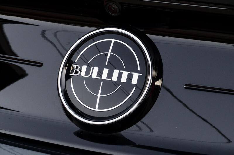 Close up of Bullitt logo on back of trunk