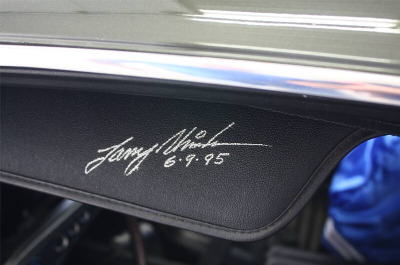 Larry Shinoda signature on driver side sun visor