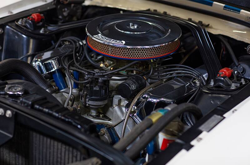 Close up of Cobra engine under the hood