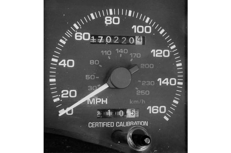 Close up of speedometer