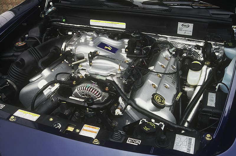 Close up of engine under the hood