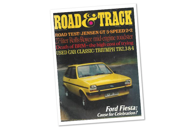 Magazine cover with vintage yellow Fiesta on it