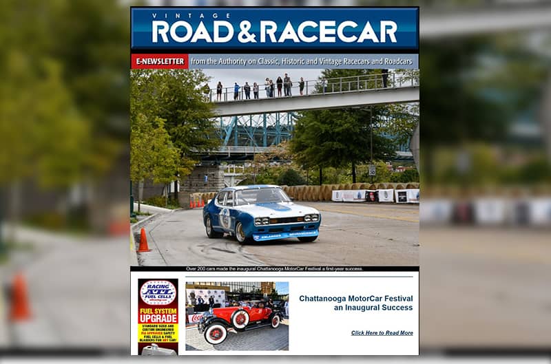 Screen shot of Road and Race Car website of blue Capri on the track