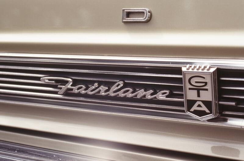 Fairlane GTA logo on front of car