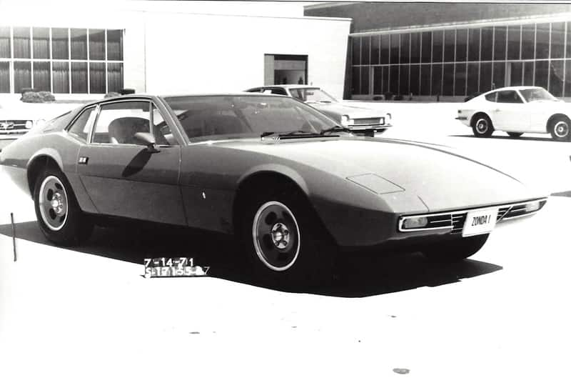 DeTomaso Zonda at Ford Design Center with Mustang in Background