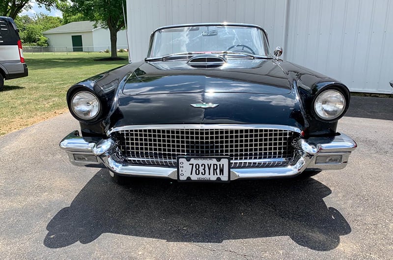 Black ford thunderbird front end