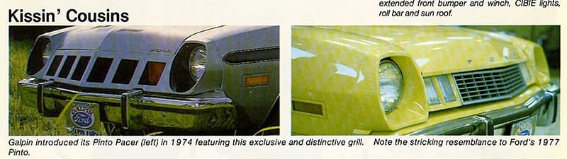 Galpin design compared to ford design of Pinto Pacer