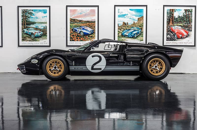 Black GT40 side photo in showroom