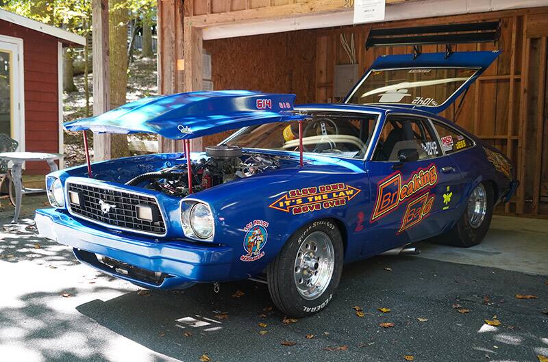 Blue racing Mustang II titled breaking bad