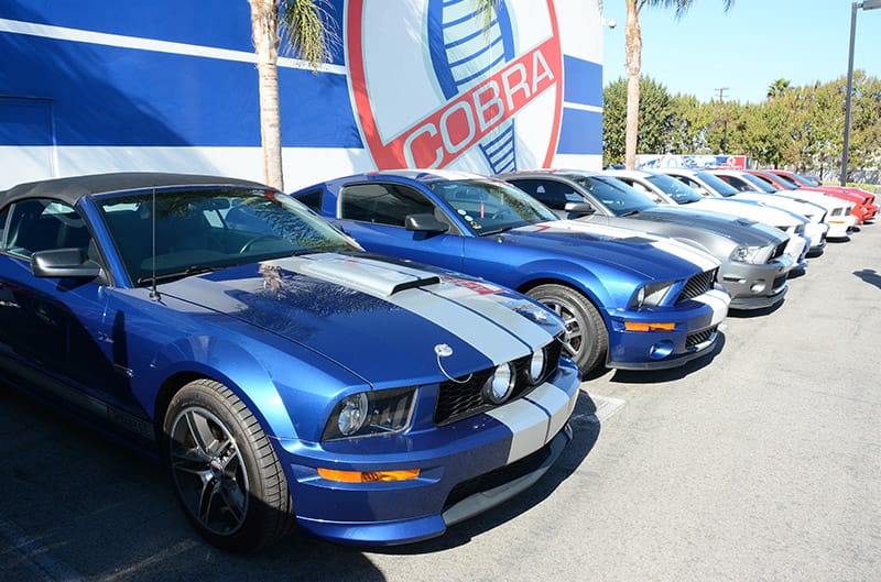 Shelby Mustang lined up outside of LA facility