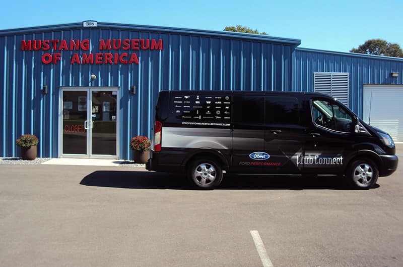 Mustang museum of america with Club Connect van in front