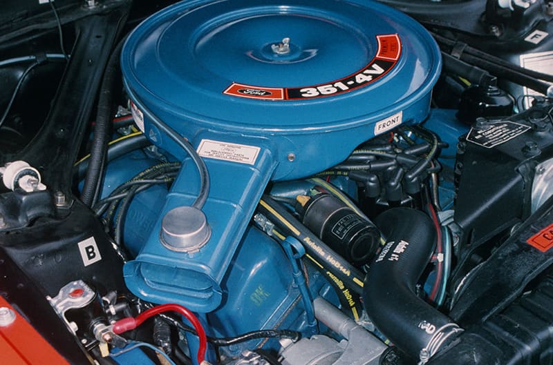 Engine bay photo with blue air cleaner