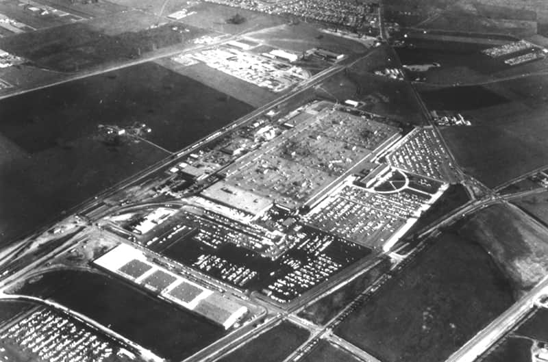 Another black and white photos of san jose plant from the sky