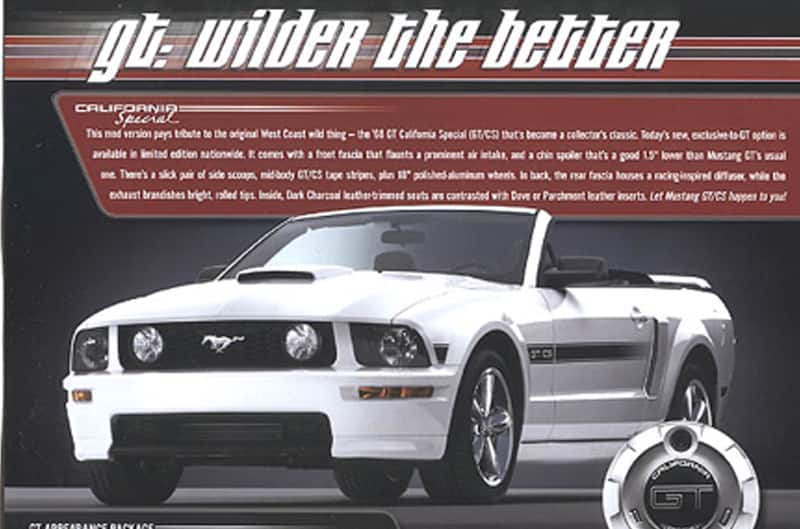 White S197 Cali Special mustang advertisement