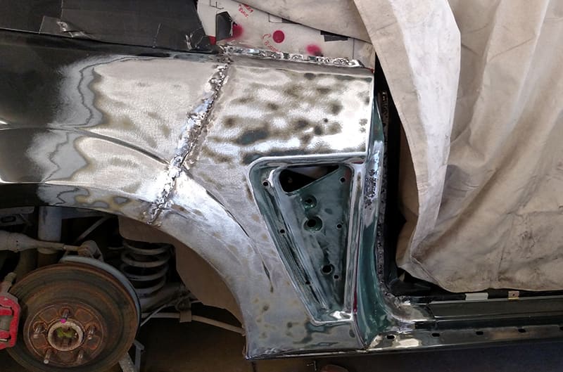 Bullitt quarter panel welded in place