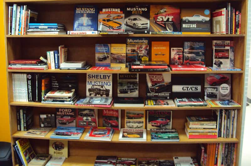 Book shelve with mustang books