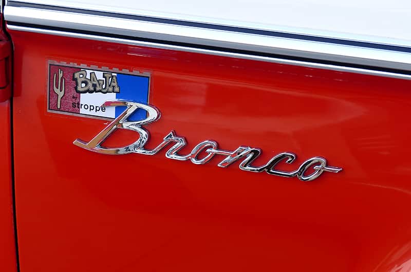 Close up of Bronco Badge on fender