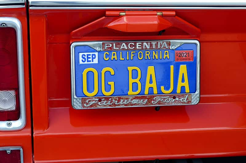 OG Bronco California license plate