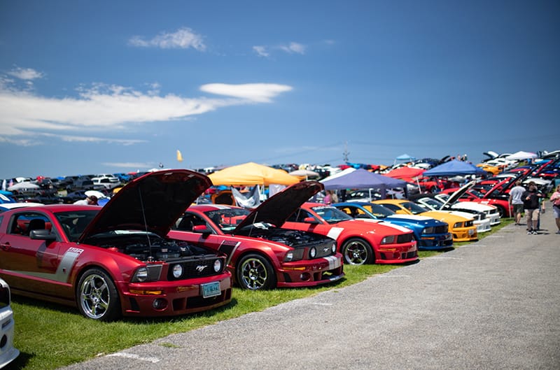 Row of S197 Mustangs on hill at carlisle