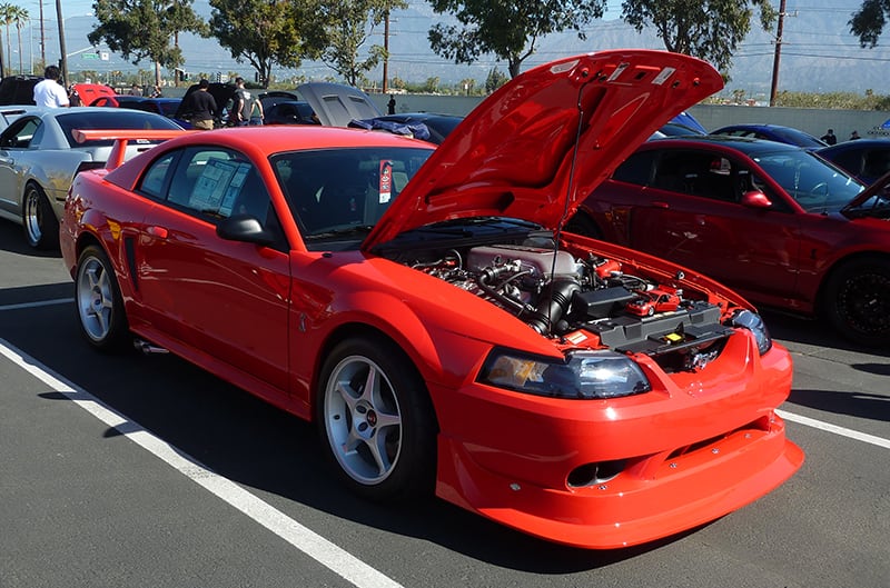 2000 Cobra R with hood open at show