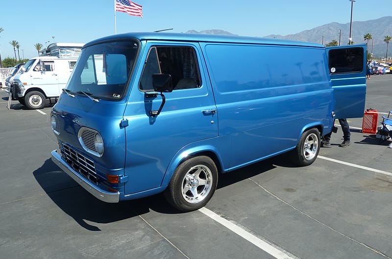 Blue Ford Econoline Van