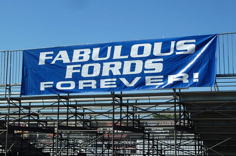Fabulous Fords Forever sign on bleachers