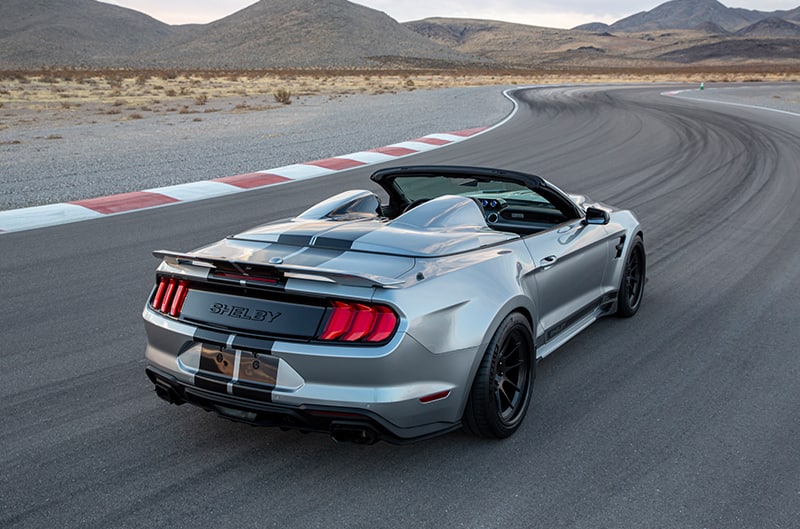 Shelby Convertible on track from behind