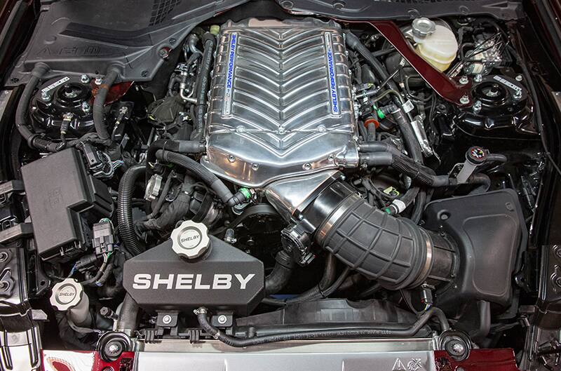 Engine bay of shelby supercharged engine