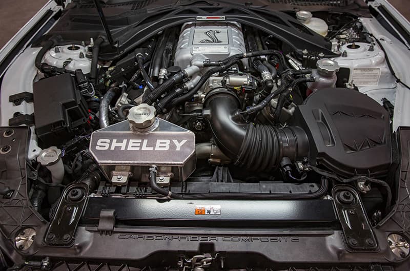Engine bay of Shelby GT500SE
