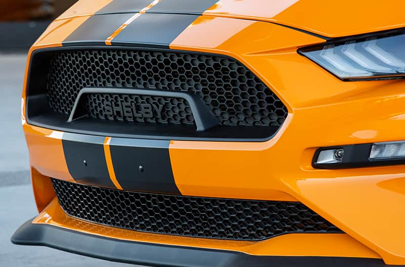 Close up of Shelby GT grille and front bumper