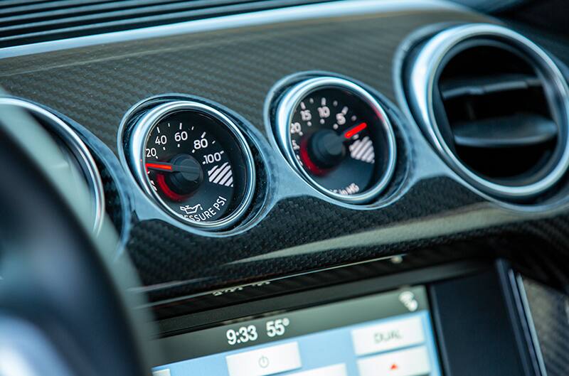 Close up of gauges on dashboard