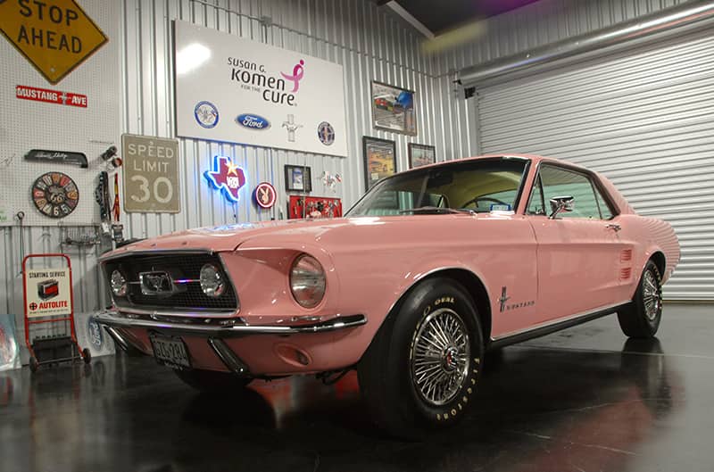 Pink 1967 Mustang in Garage