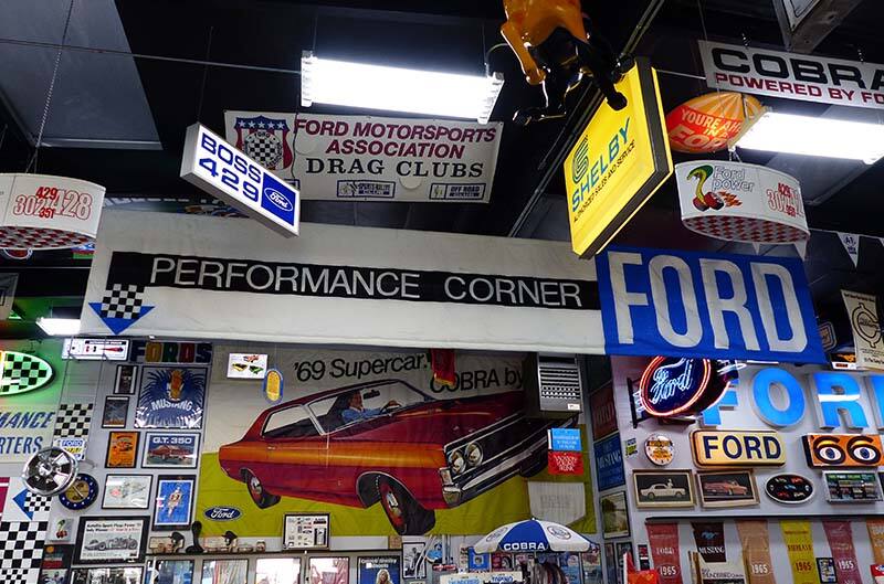 Ford memorabilia in garage