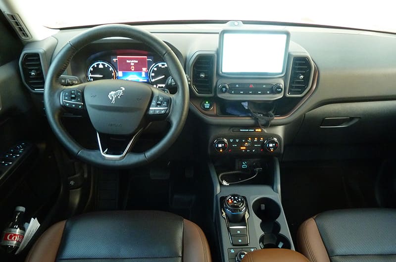 Interior of bronco sport from driver seat