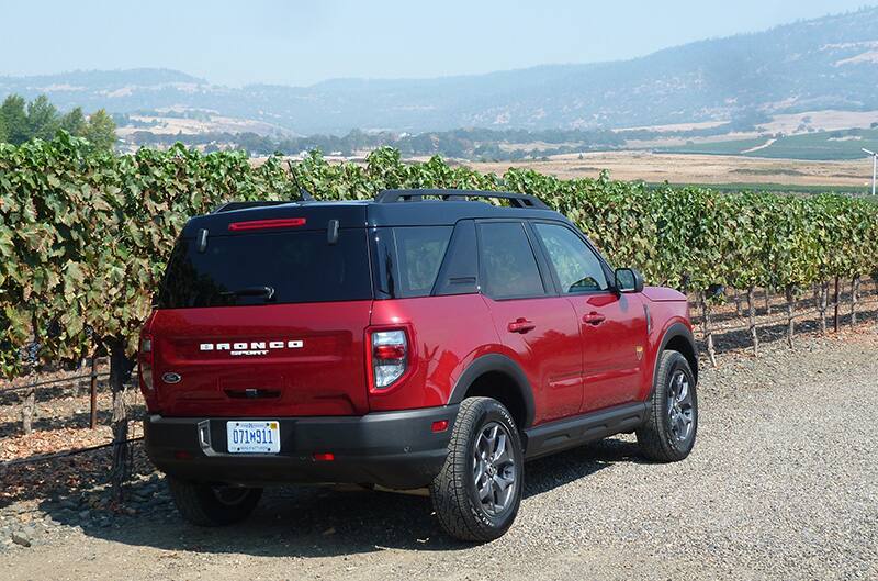 Bronco sport on side of road