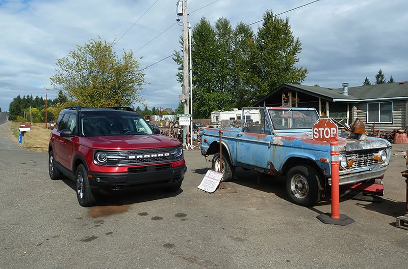 Bronco parked next to rusty non-running bronco